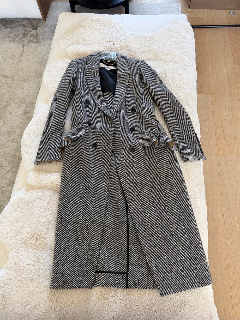 Burberry Gray Herringbone Double-Breasted Pea Coat